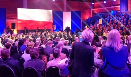 Ekrany diodowe podczas konwecji Platformy Obywatelskiej, Warszawa, 2014