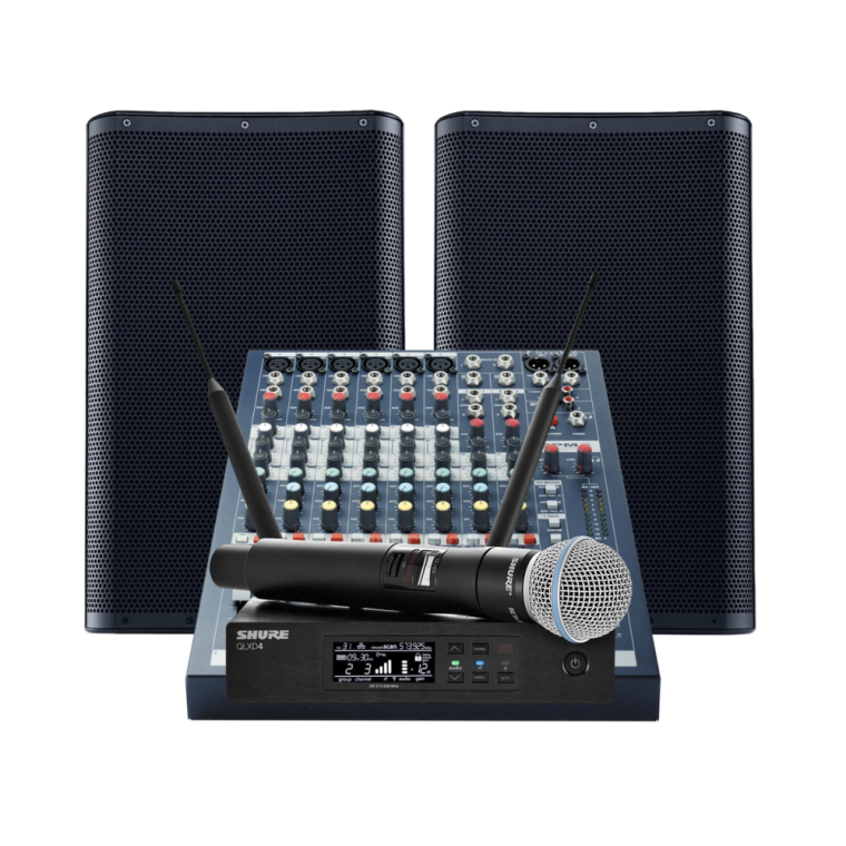 Audio - Zestaw audio - 2 kolumny + statywy, 2 mikrofony, mixer zdjęcie 1
