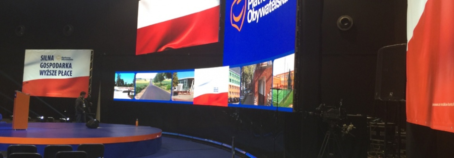 obsługa konwencji politycznych, wynajem ekranów diodowch, nagłośnienie, oświetlenie